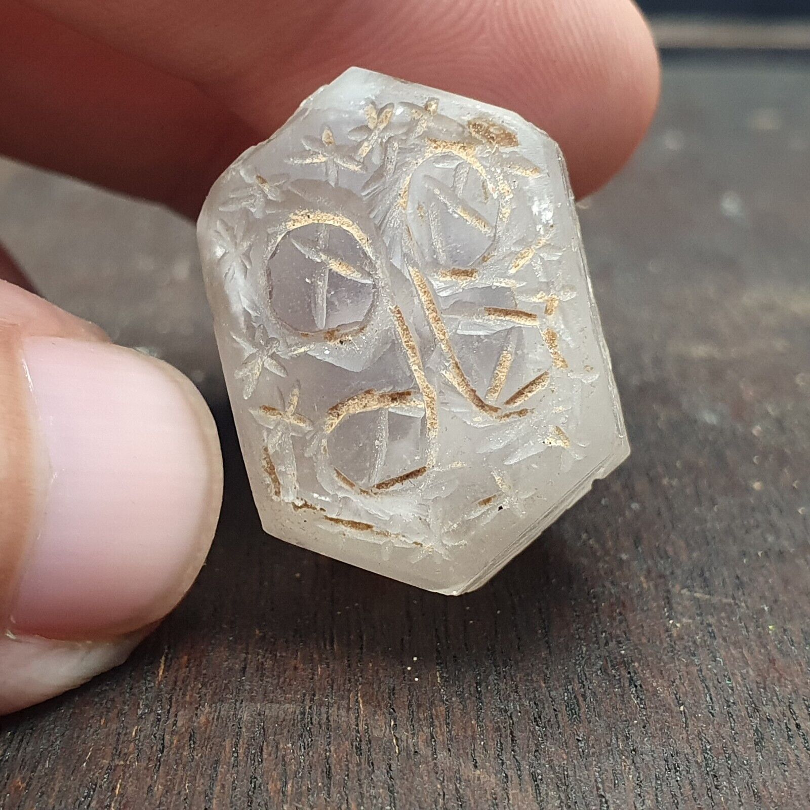 Antique ancient Sassanian Seal, Crystal Intaglio Stamp