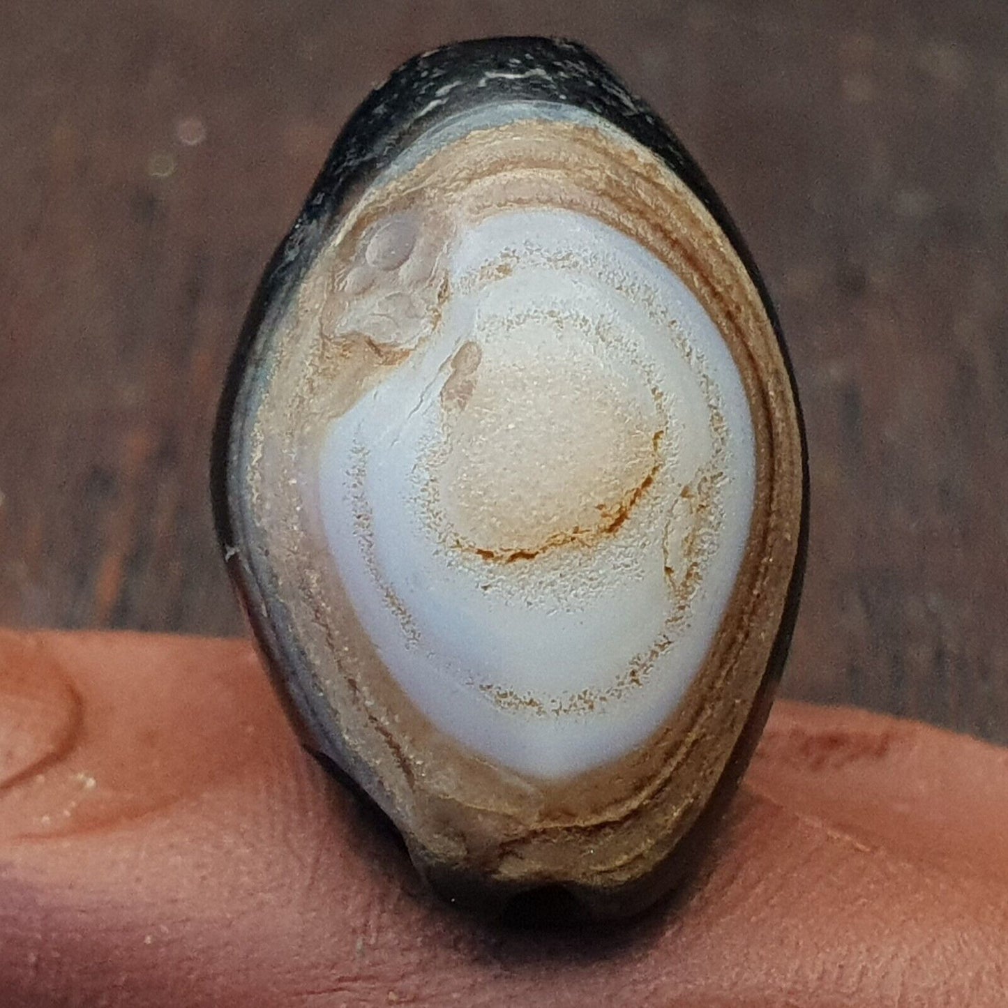 古董古老喜馬拉雅印度藏眼蘇魯瑪尼瑪瑙珠頂級稀有珠