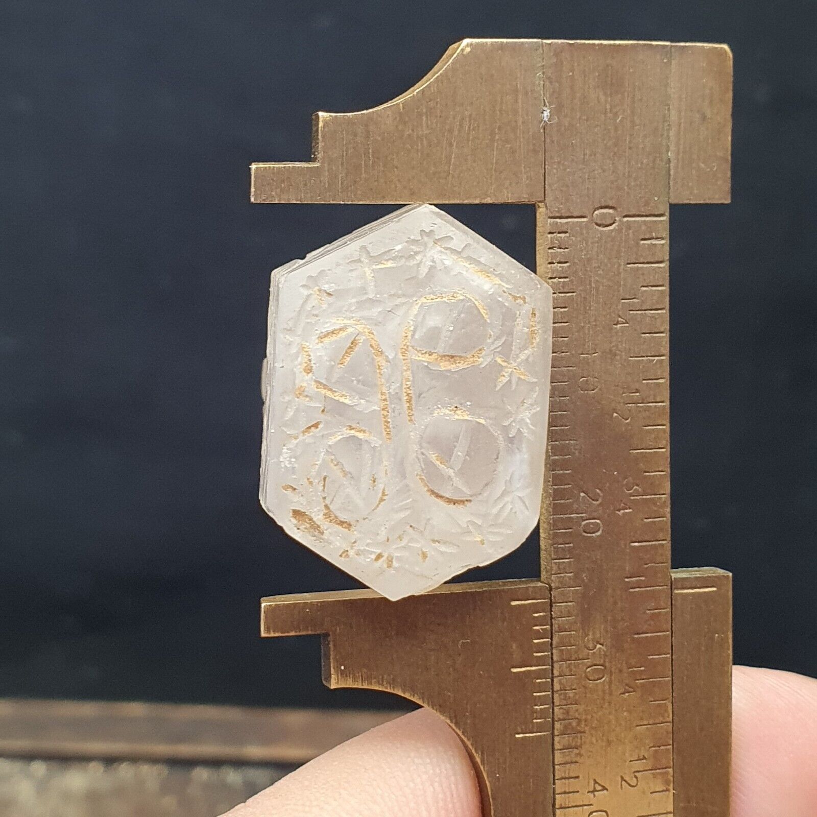 Antique ancient Sassanian Seal, Crystal Intaglio Stamp