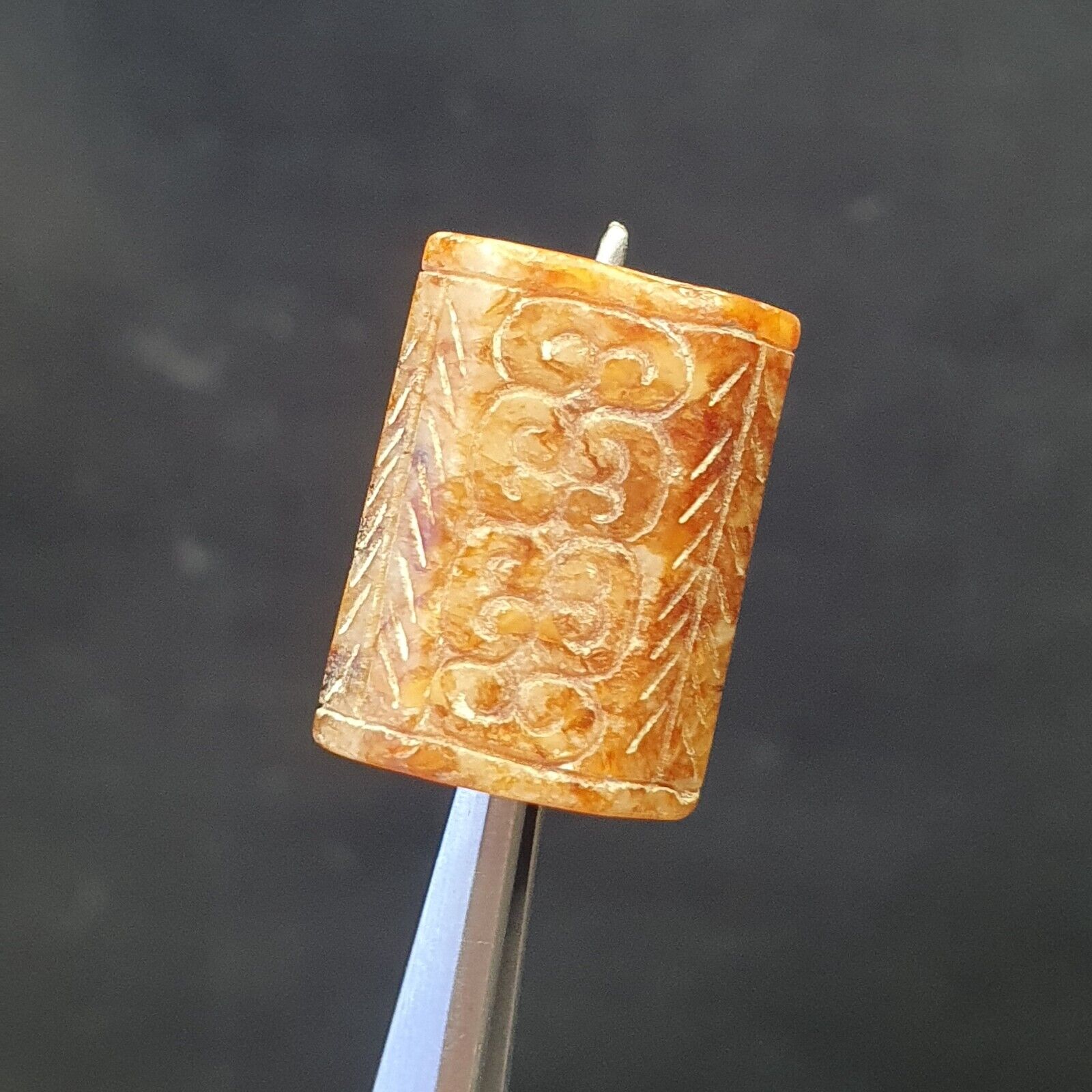 Chinese Han dynasty early nice carved jade bead 20mm