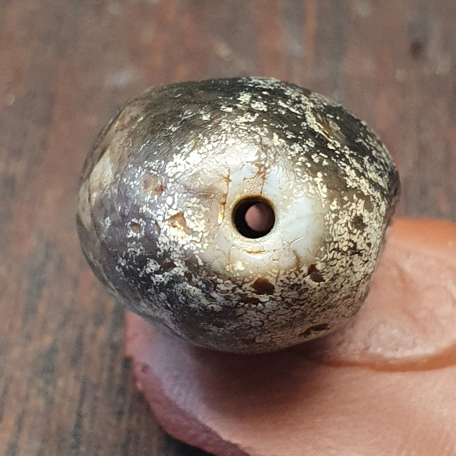 Authentische antike antike alte Himalaya-Siegel-Sulumani-Achat-Perle, sehr seltene Perle