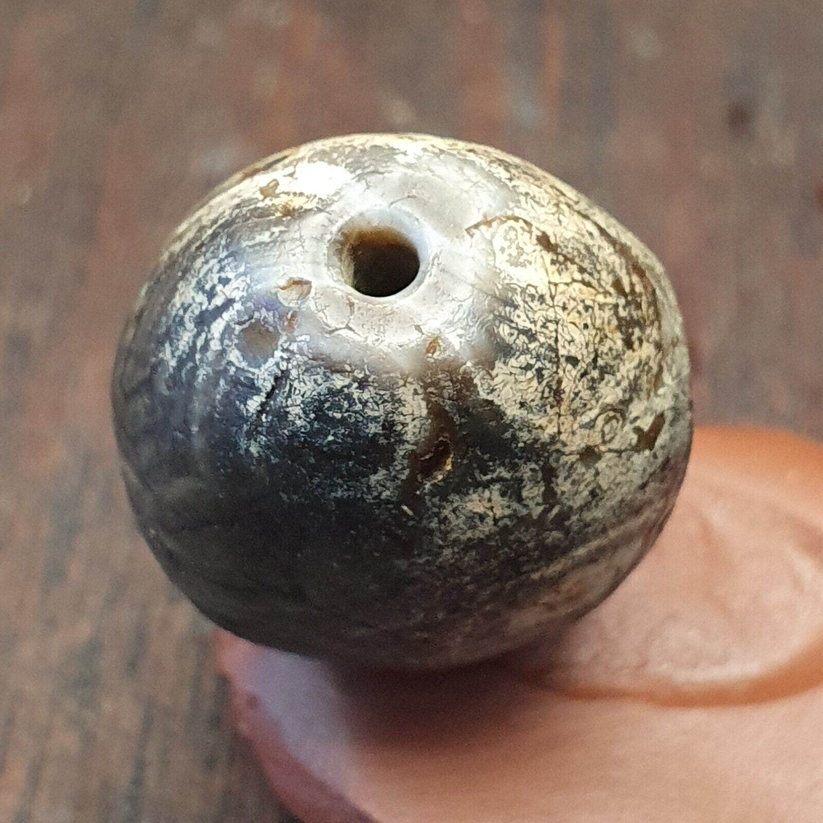 Authentische antike antike alte Himalaya-Siegel-Sulumani-Achat-Perle, sehr seltene Perle