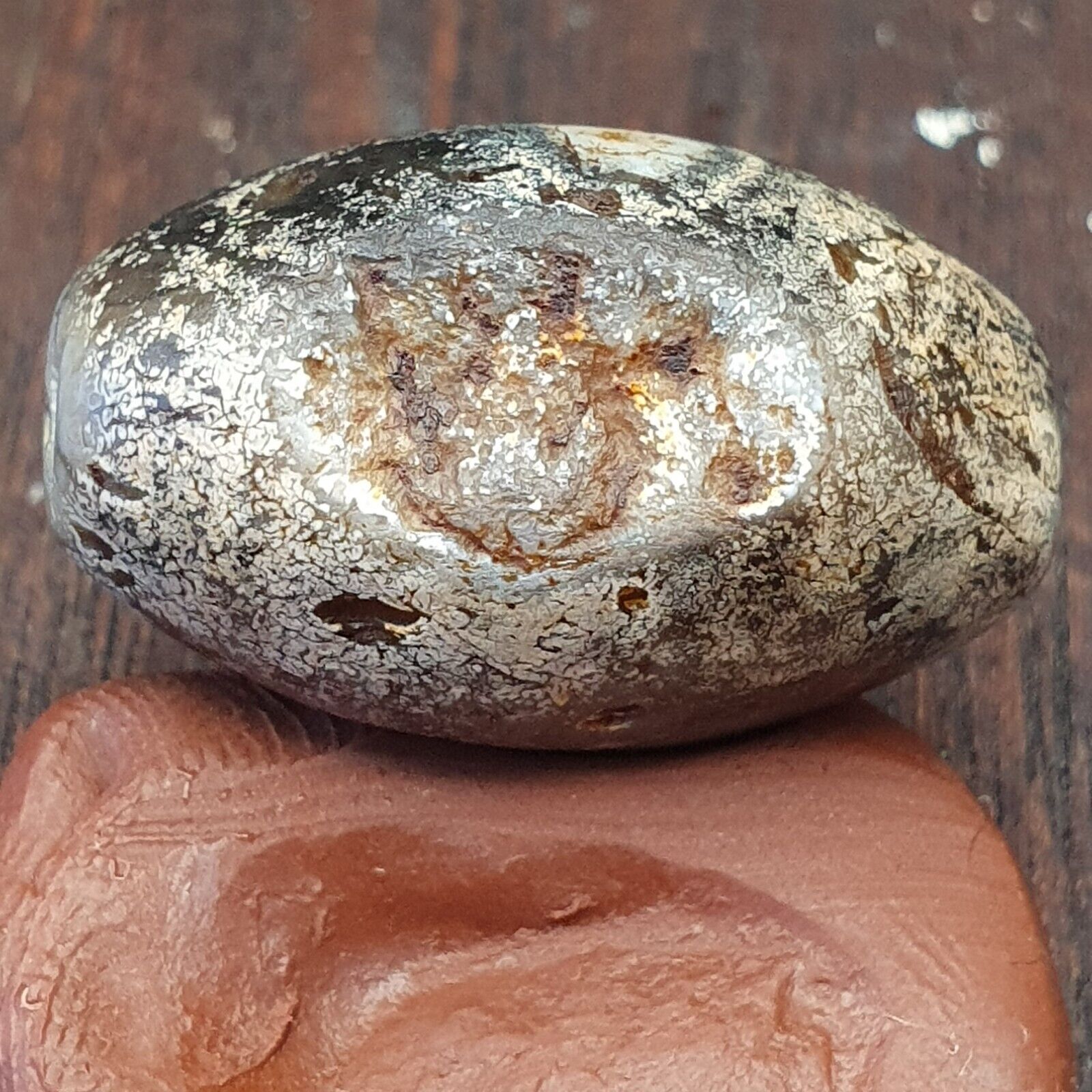 Authentische antike antike alte Himalaya-Siegel-Sulumani-Achat-Perle, sehr seltene Perle