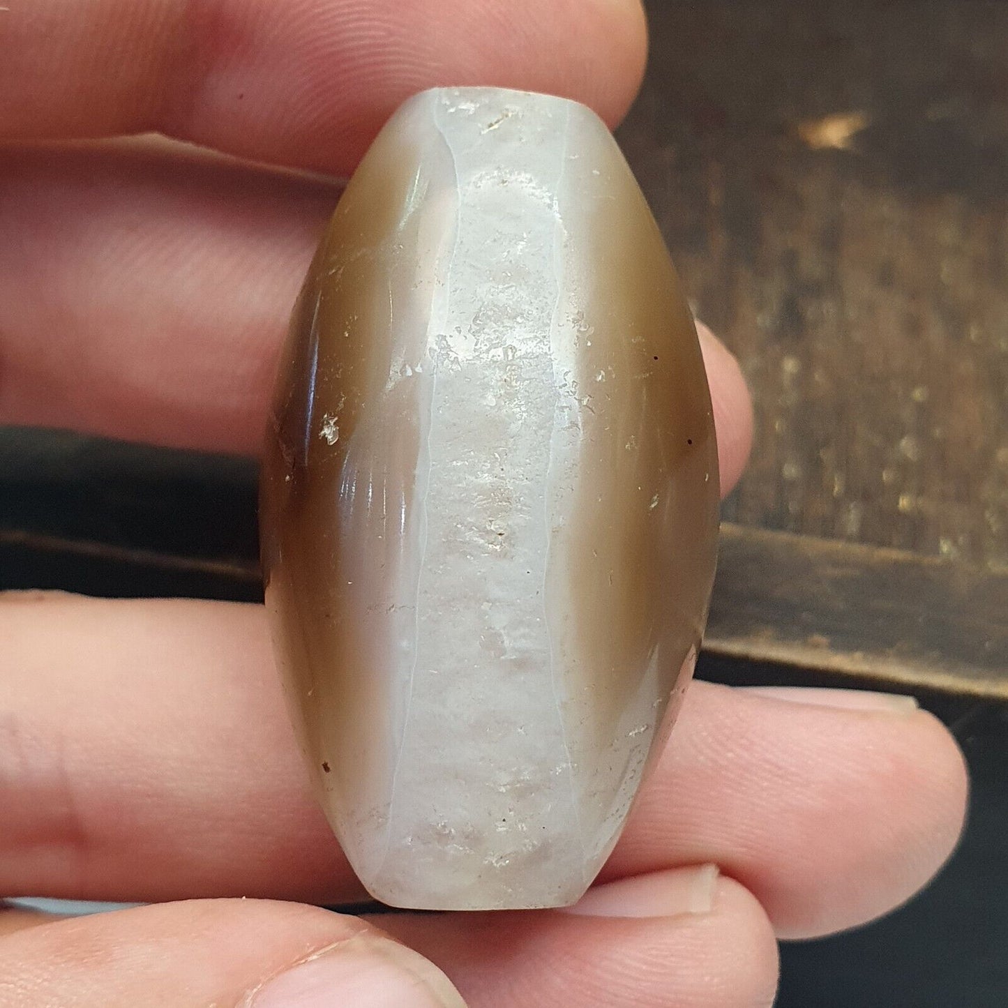 Uralte Achatperle, kristallisierter Himalaya-Achat, große Perle, 42 mm