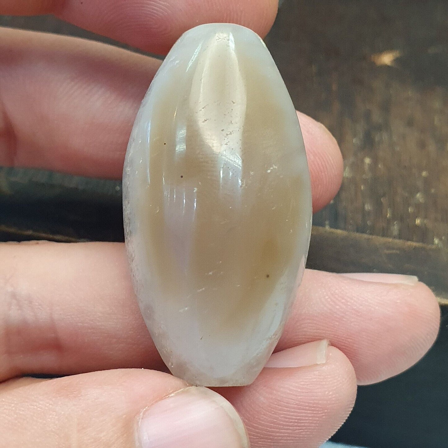 Uralte Achatperle, kristallisierter Himalaya-Achat, große Perle, 42 mm