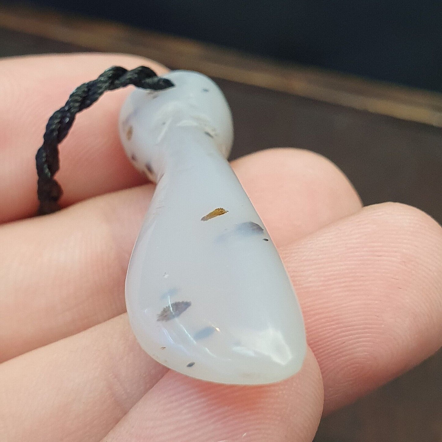3 Stück antike alte Himalaya-blaue Spitzen-Chalcedon-Achatperlen