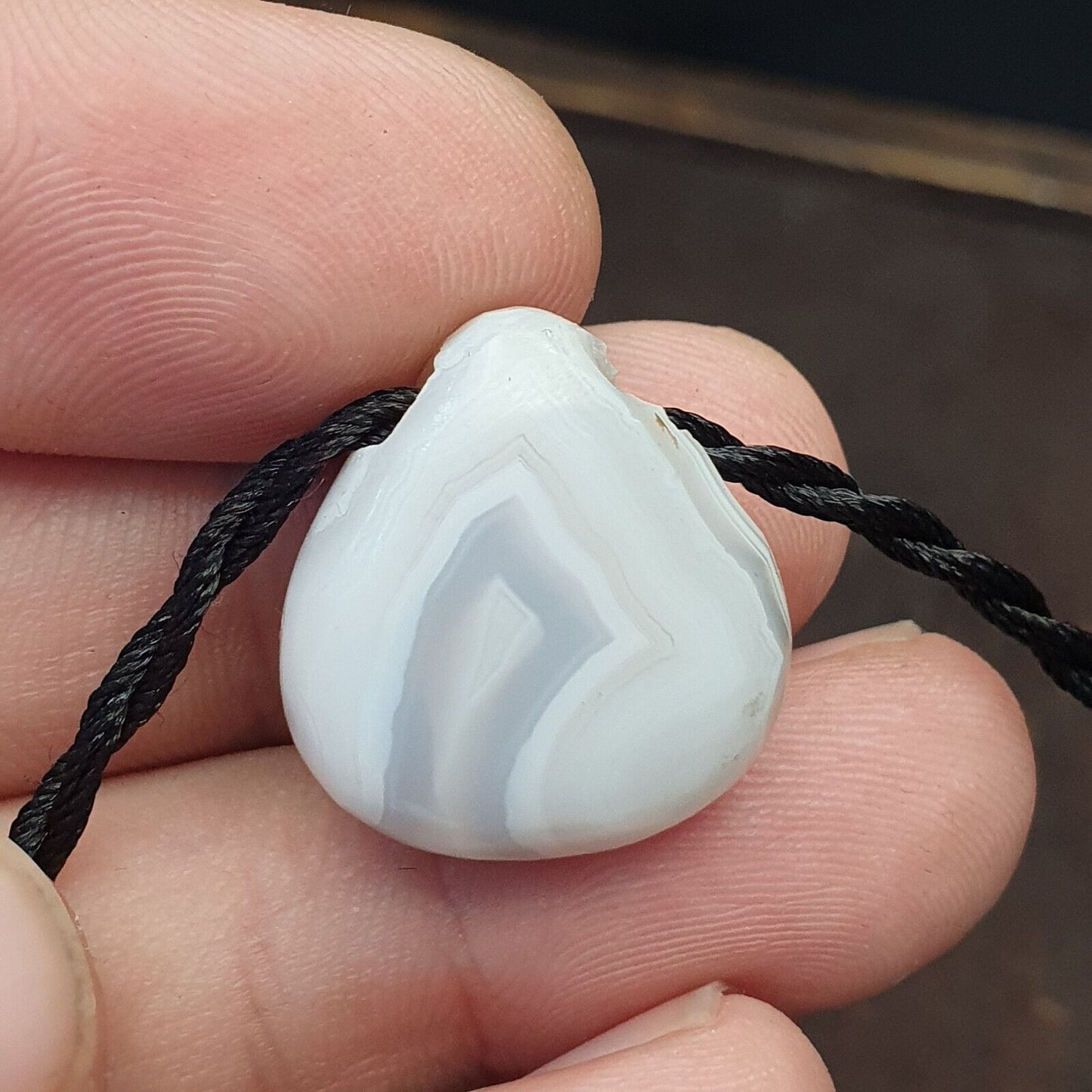 3 Stück antike alte Himalaya-blaue Spitzen-Chalcedon-Achatperlen