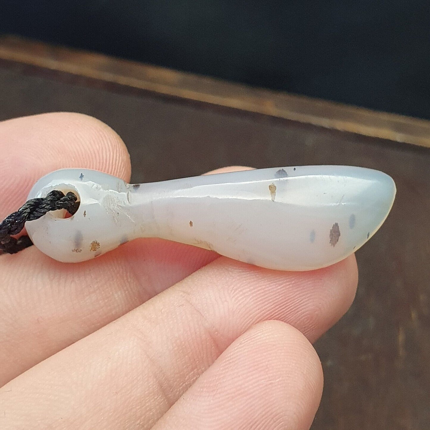 3 Stück antike alte Himalaya-blaue Spitzen-Chalcedon-Achatperlen