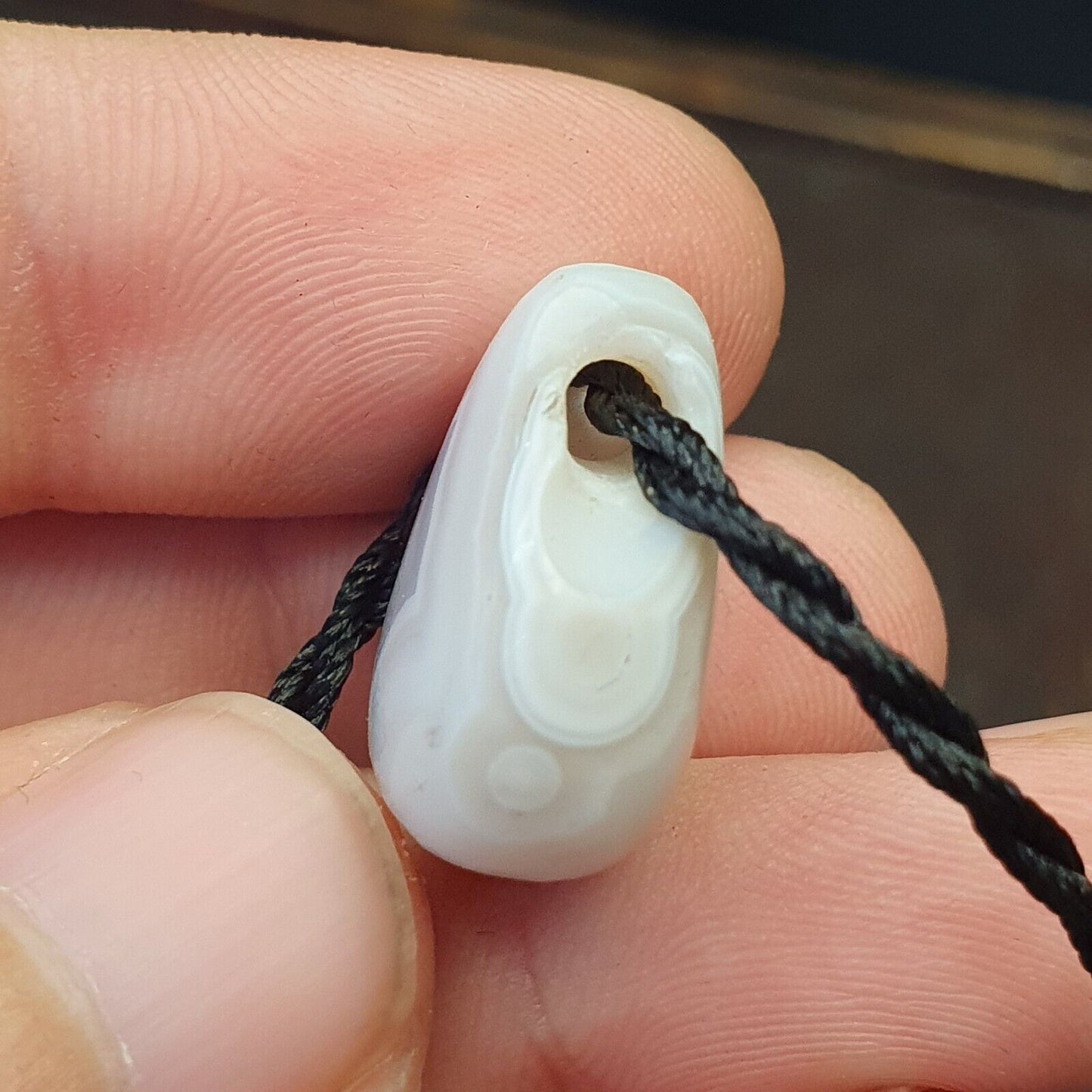 3 Stück antike alte Himalaya-blaue Spitzen-Chalcedon-Achatperlen