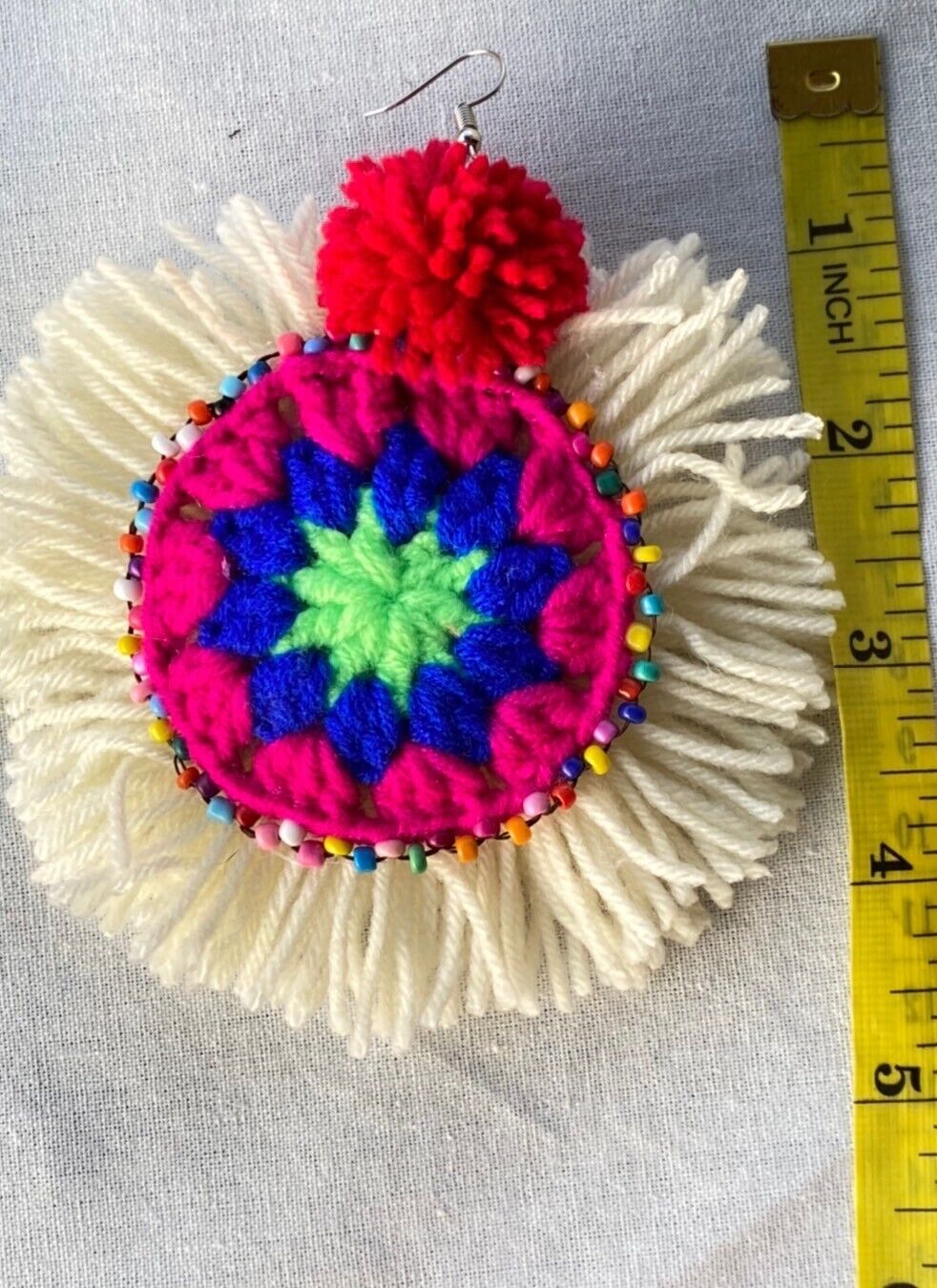 Boho Earrings Set of 3 pairs Crochet Earrings Large Circle Tassel  Drop Earrings