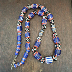 Antique Vintage Venetian inspired Chevron + Thousand eyes Beads Necklace
