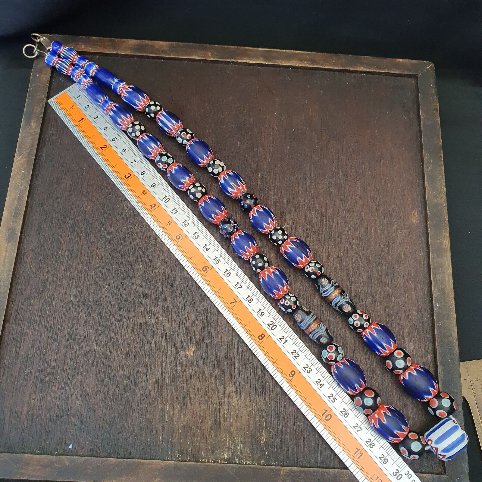 Antique Vintage Venetian inspired Chevron + Thousand eyes Beads Necklace