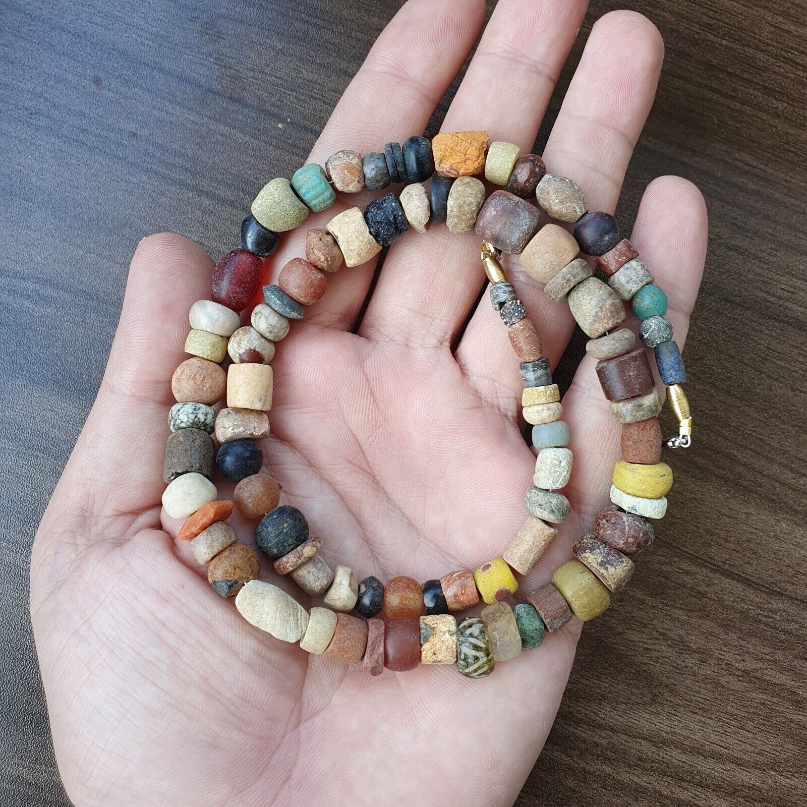 Authentic Ancient Islamic Roman Venetian Era Beads Strand Necklace #GR 223