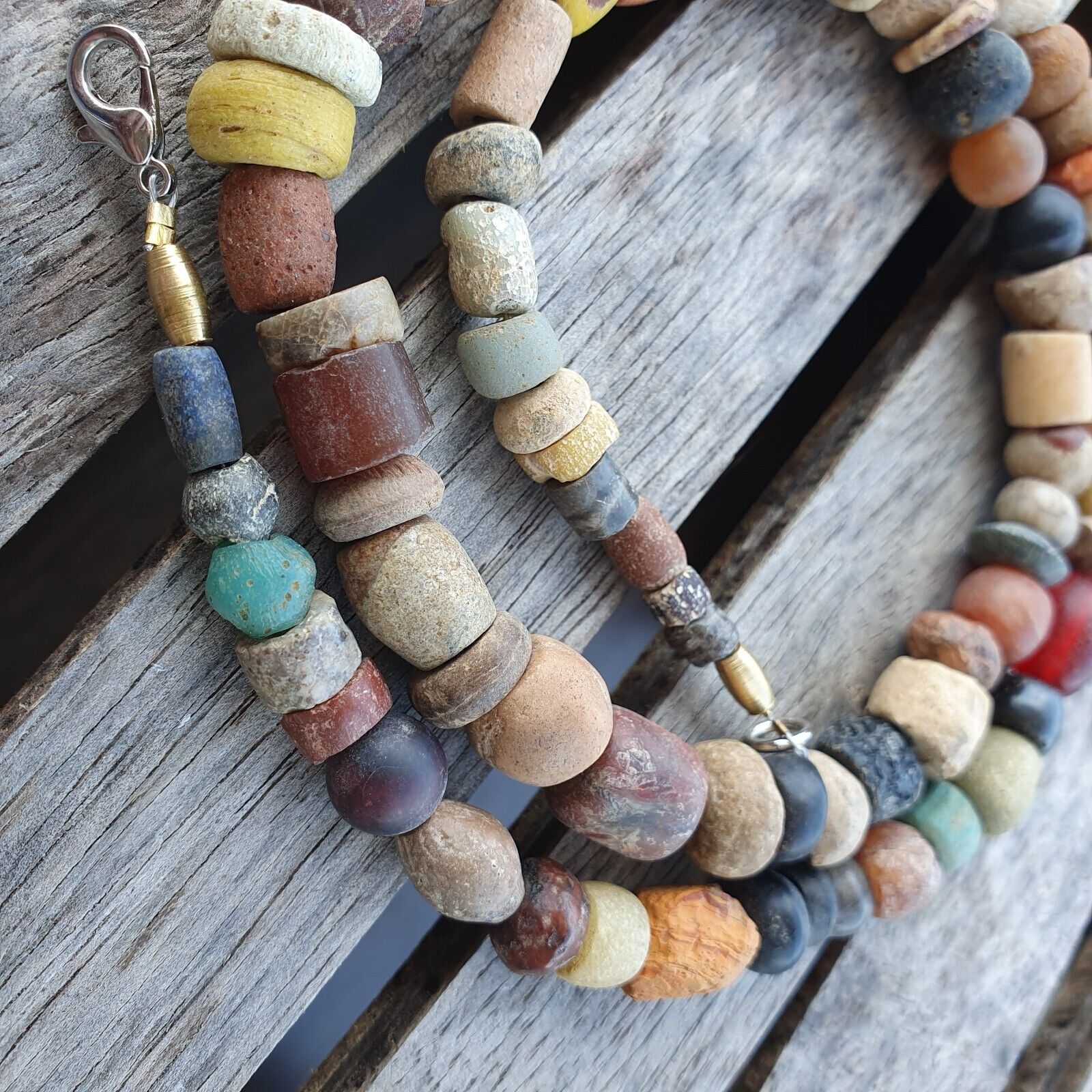 Authentic Ancient Islamic Roman Venetian Era Beads Strand Necklace #GR 223