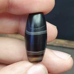Antique Old Himalayan Indo Tibetan Very Rare Pattern Agate Bead  30mm Amulet