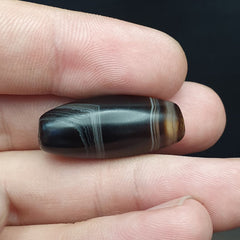 Antique Old Himalayan Indo Tibetan Very Rare Pattern Agate Bead  30mm Amulet