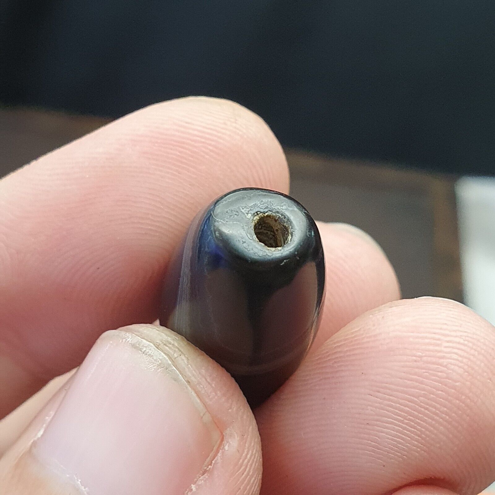 Antique Old Himalayan Indo Tibetan Very Rare Pattern Agate Bead  30mm Amulet