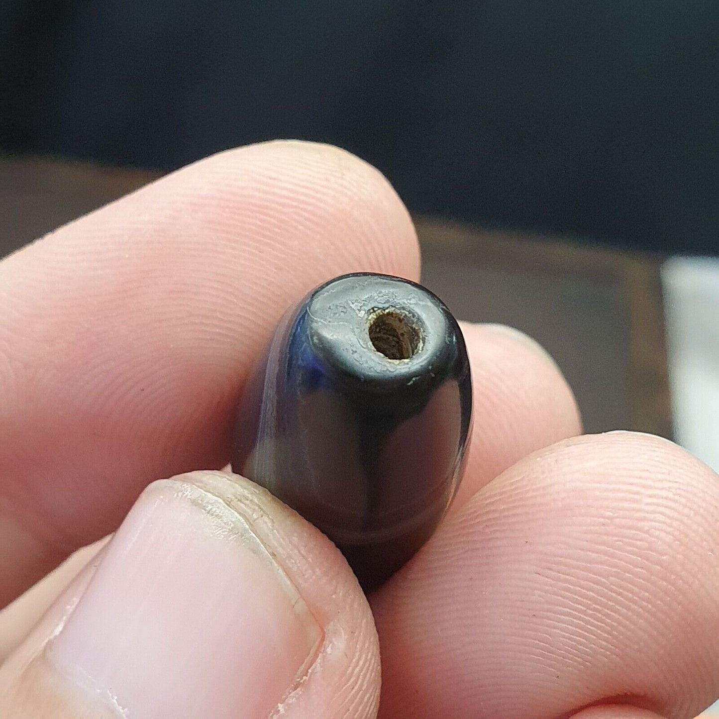 古董舊喜馬拉雅印度西藏非常罕見圖案瑪瑙珠 30 毫米護身符