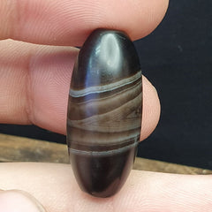 30mm Antique Old Himalayan Indo Tibetan Very Rare Pattern Agate Bead  Amulet