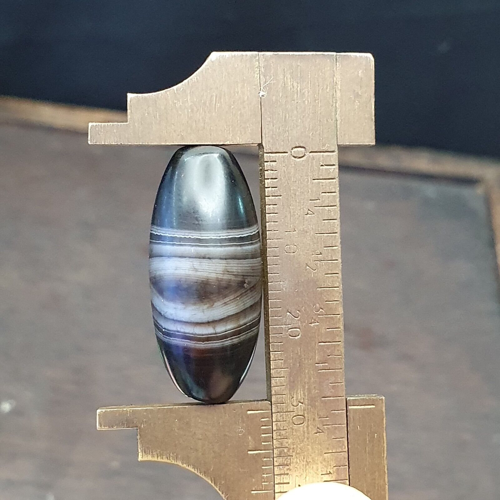30mm Antique Old Himalayan Indo Tibetan Very Rare Pattern Agate Bead  Amulet
