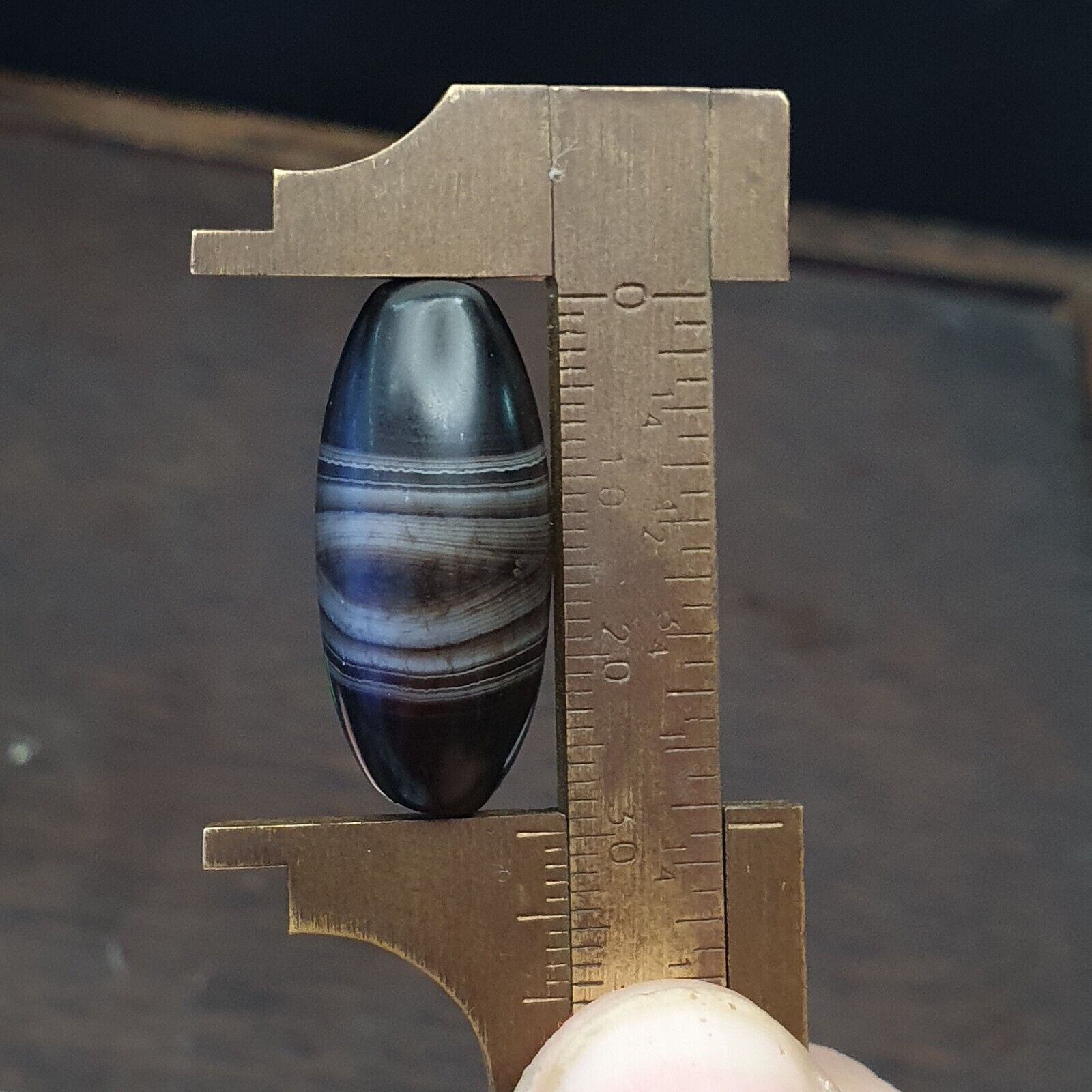 30mm Antique Old Himalayan Indo Tibetan Very Rare Pattern Agate Bead  Amulet