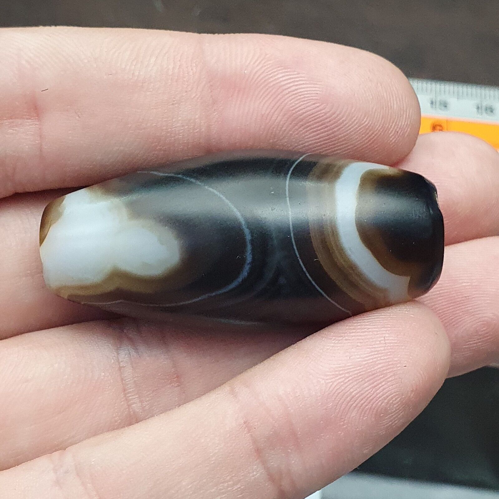 Vintage Old Himalayan Indo Tibetan Very Rare Agate Bead 48mm