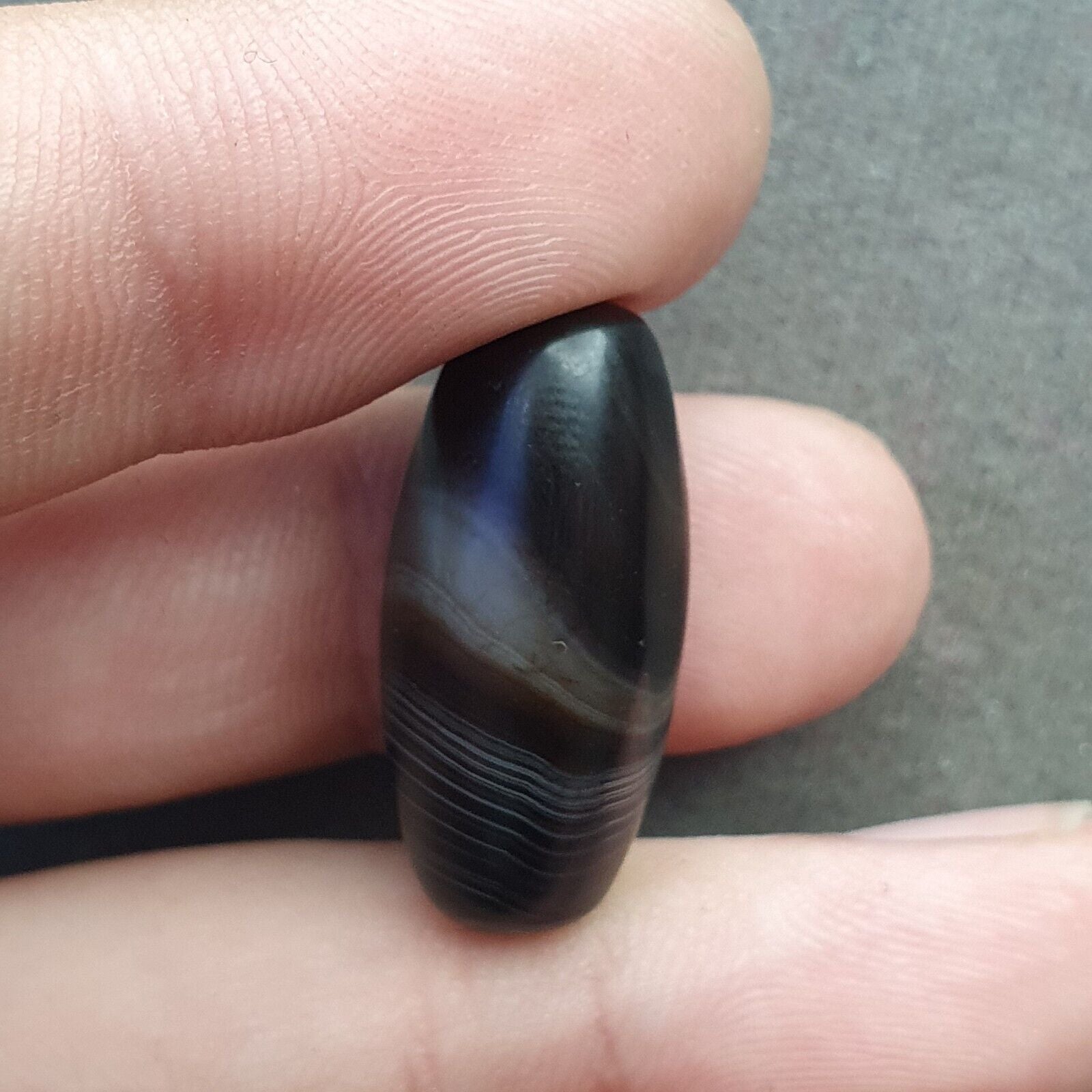 Antique Old Himalayan Indo Tibetan Very Rare Pattern Agate Bead  Amulet