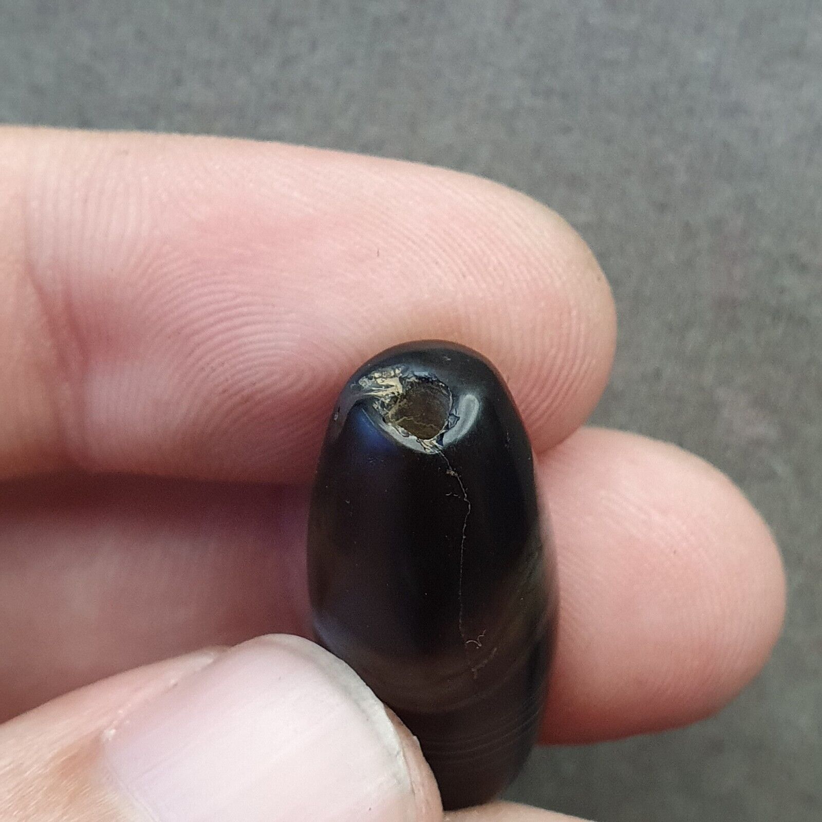Antique Old Himalayan Indo Tibetan Very Rare Pattern Agate Bead  Amulet