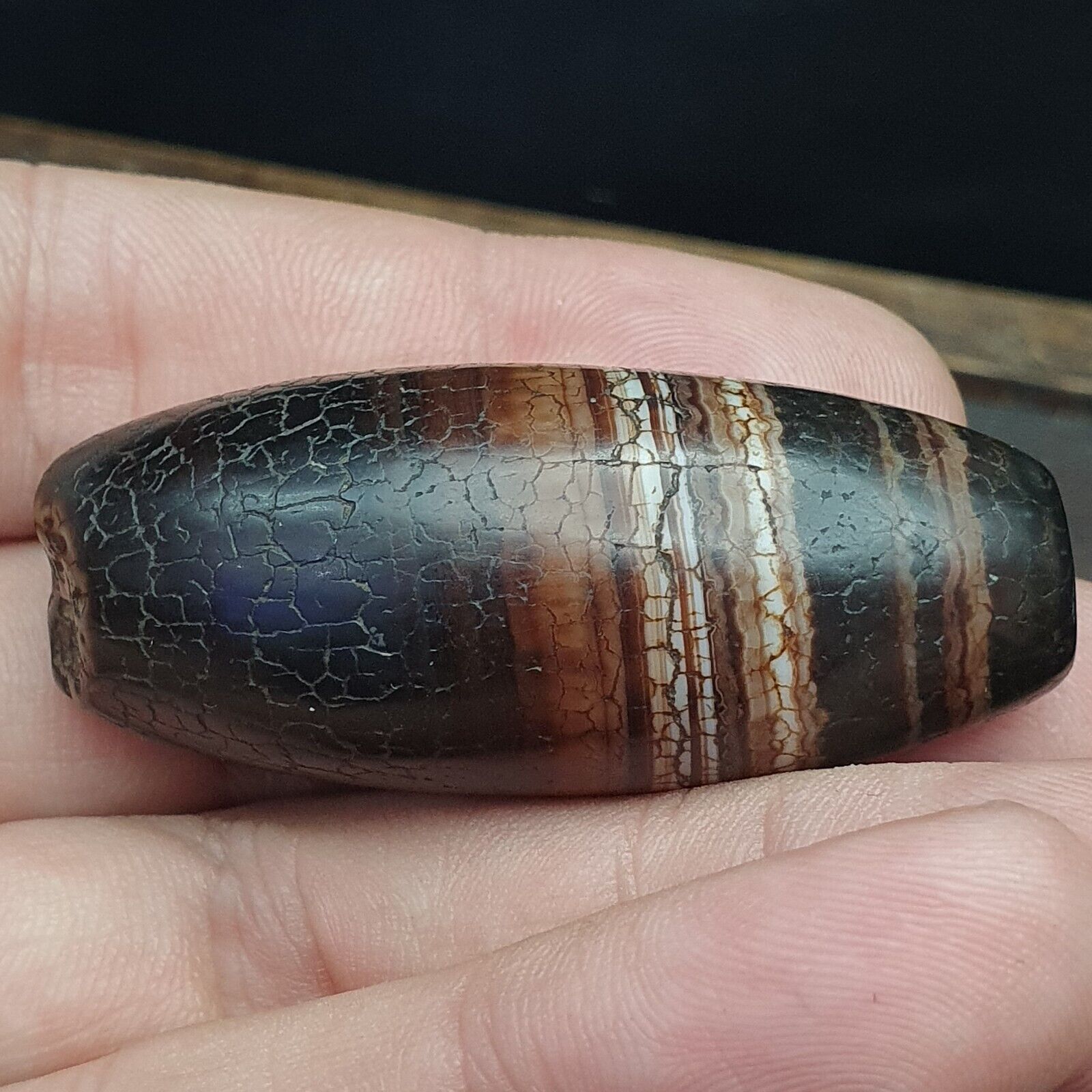 Antique Ancient Old Himalayan Indo Tibetan Very Rare Agate Bead 49mm