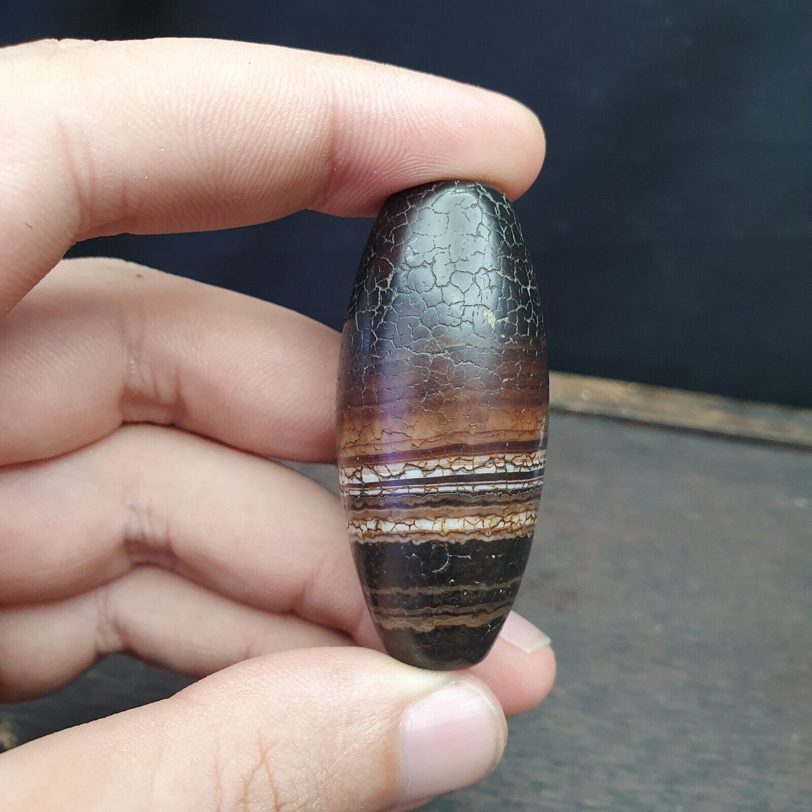 Antique Ancient Old Himalayan Indo Tibetan Very Rare Agate Bead 49mm