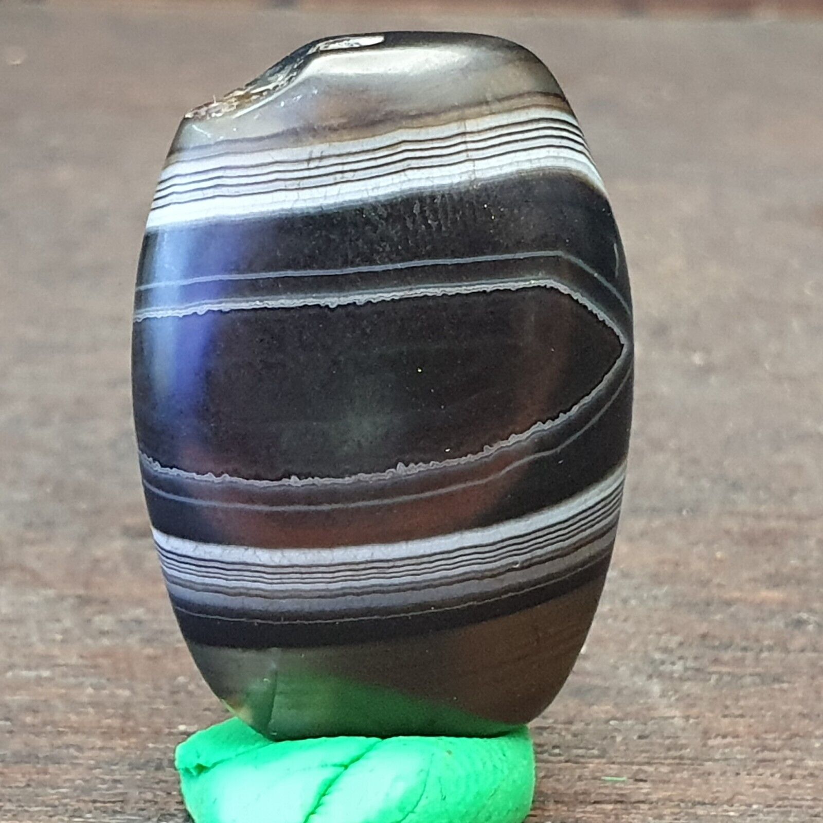 Antique Old Himalayan Indo Tibetan Very Rare Pattern Agate Bead Amulet