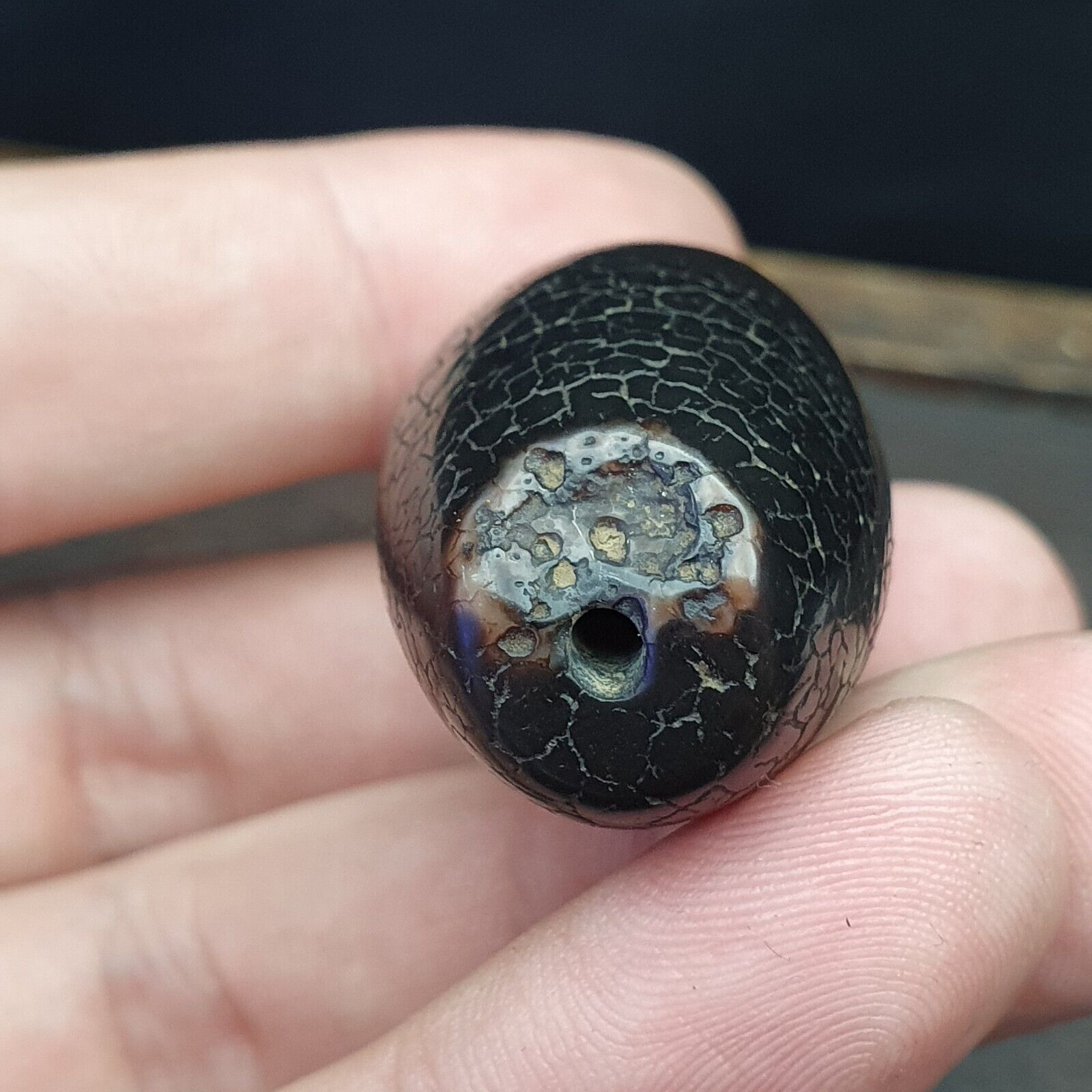 Antique Ancient Old Himalayan Indo Tibetan Very Rare Agate Bead 49mm
