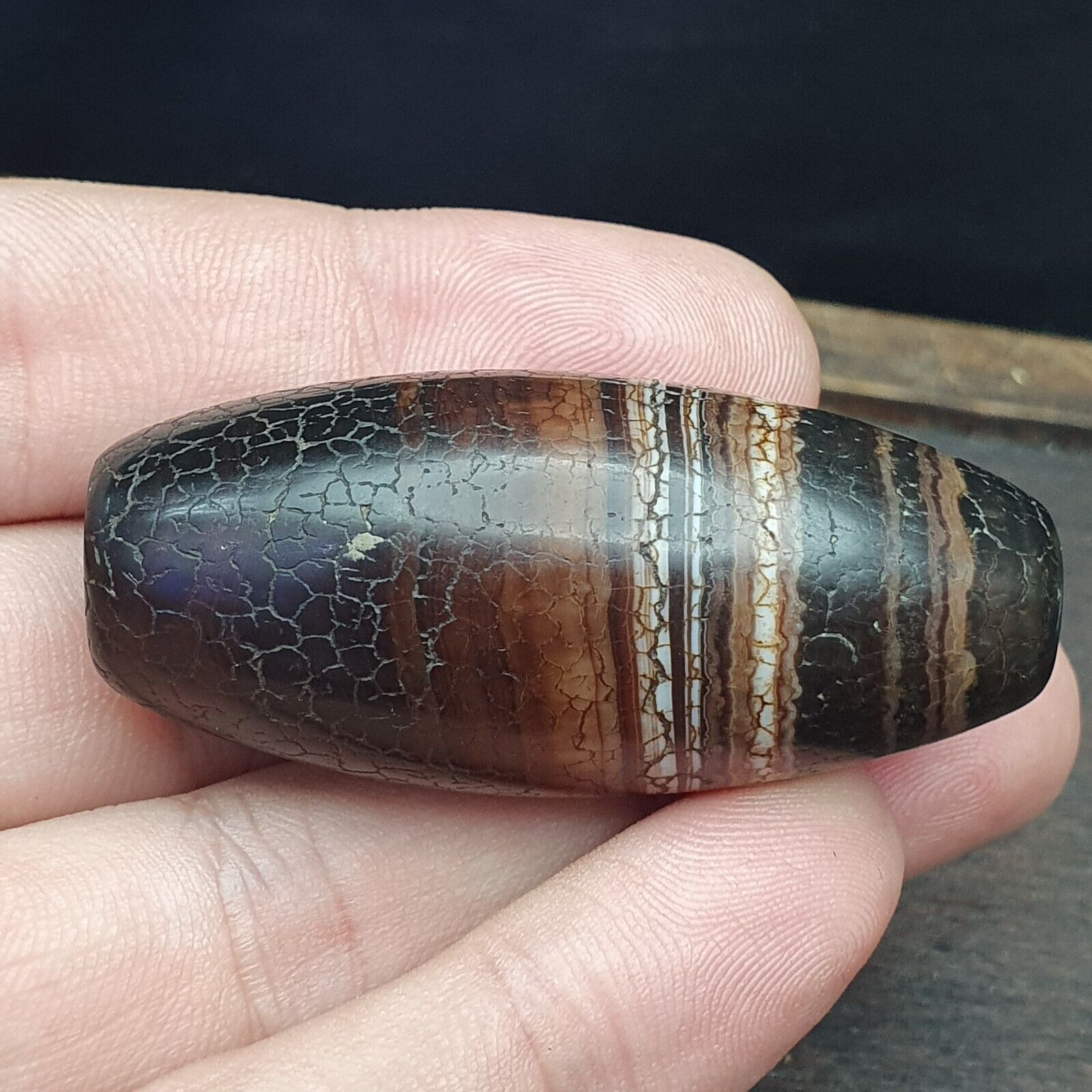 Antique Ancient Old Himalayan Indo Tibetan Very Rare Agate Bead 49mm