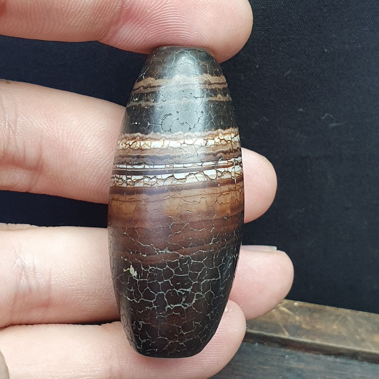 Antique Ancient Old Himalayan Indo Tibetan Very Rare Agate Bead 49mm