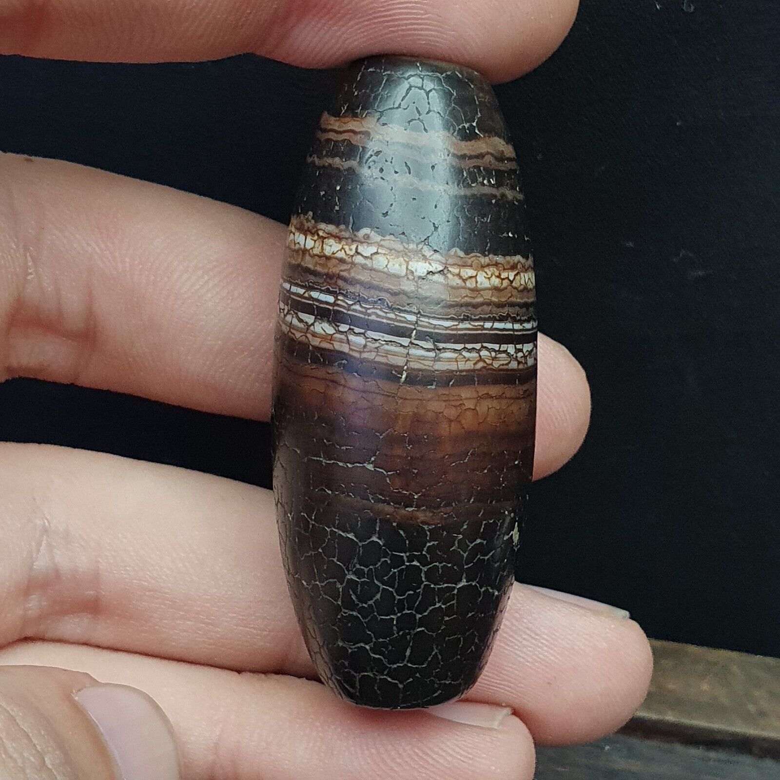 Antique Ancient Old Himalayan Indo Tibetan Very Rare Agate Bead 49mm
