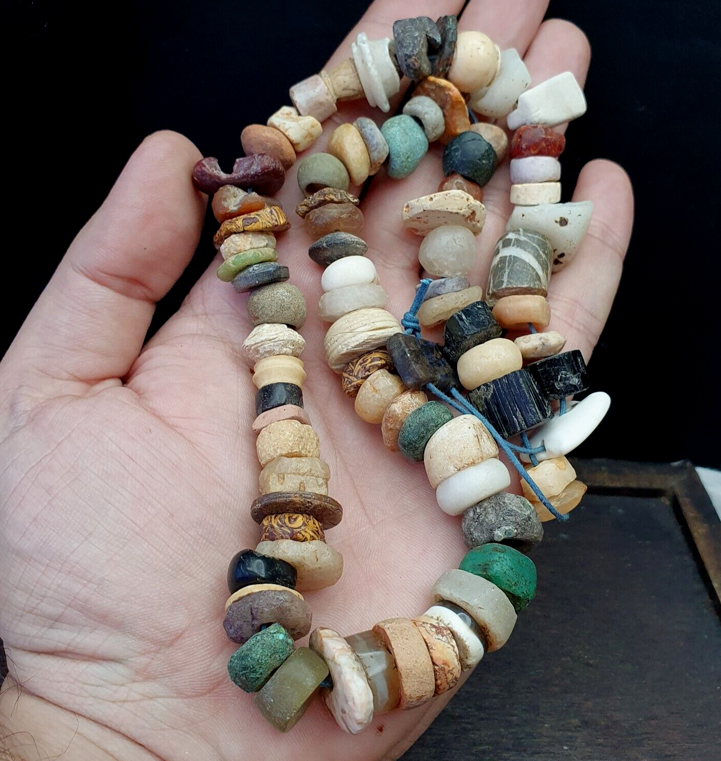 Authentic Ancient Islamic Roman Venetian Era Beads Strand Necklace #KV-KV-21