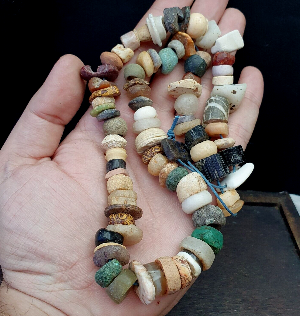 Authentic Ancient Islamic Roman Venetian Era Beads Strand Necklace #KV-KV-21