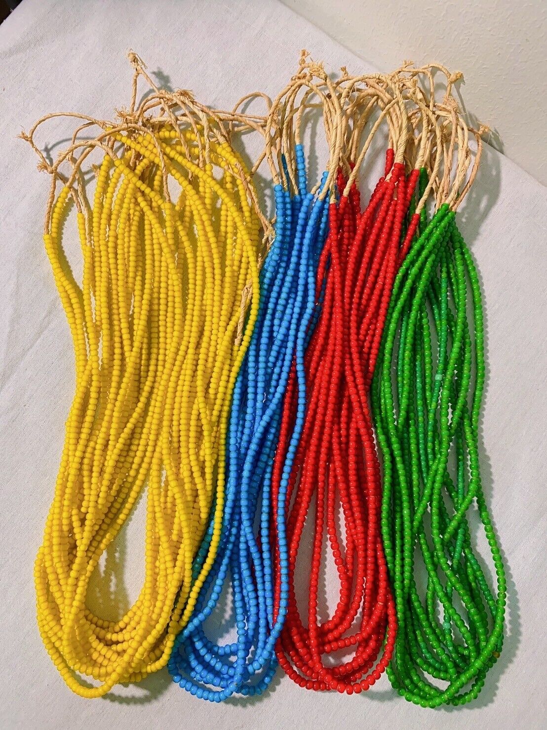 Green 4 mm Antique Venetian  White Heart Trade Beads long strand necklace