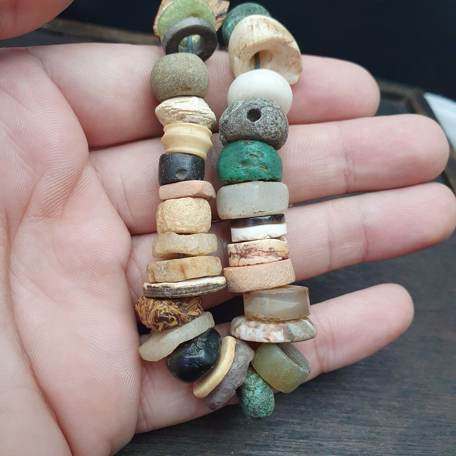 Authentic Ancient Islamic Roman Venetian Era Beads Strand Necklace #KV-KV-21