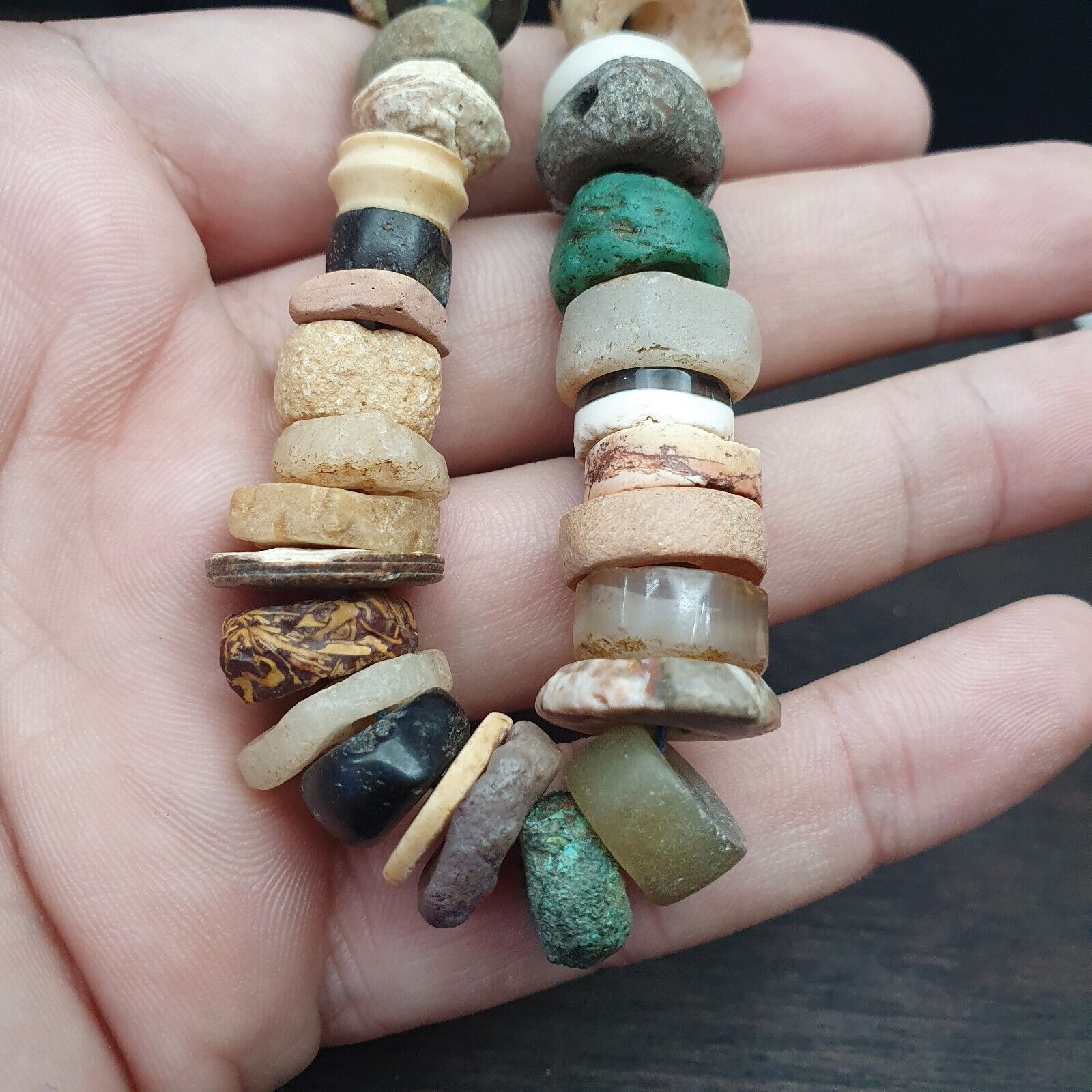 Authentic Ancient Islamic Roman Venetian Era Beads Strand Necklace #KV-KV-21