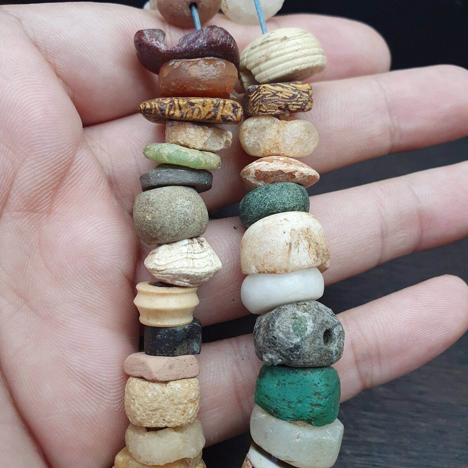 Authentic Ancient Islamic Roman Venetian Era Beads Strand Necklace #KV-KV-21