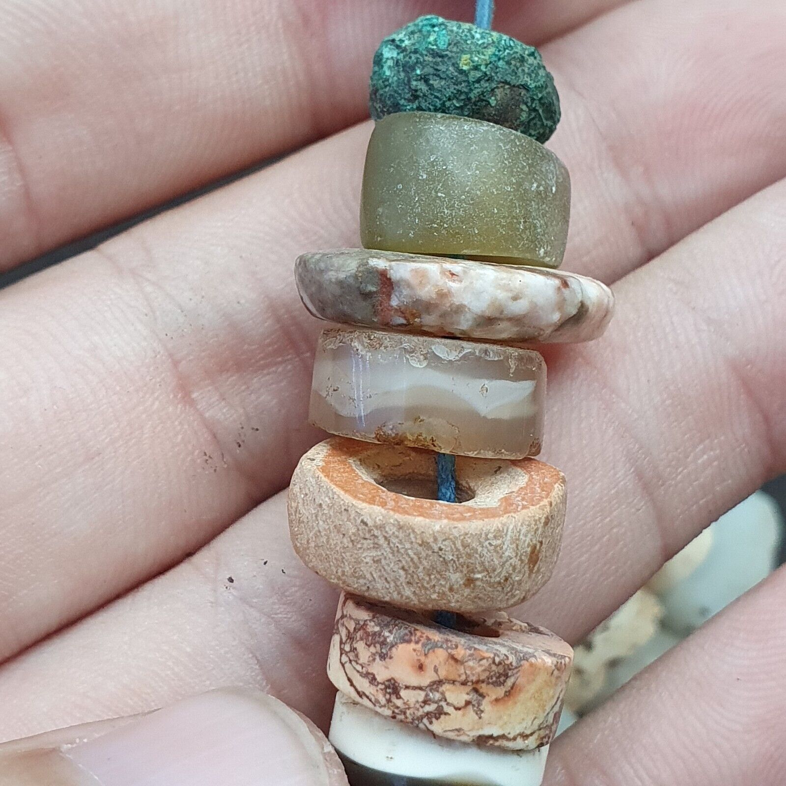 Authentic Ancient Islamic Roman Venetian Era Beads Strand Necklace #KV-KV-21