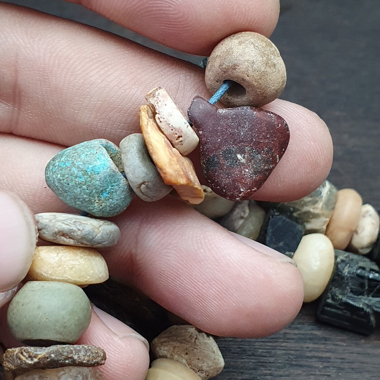 Authentic Ancient Islamic Roman Venetian Era Beads Strand Necklace #KV-KV-21