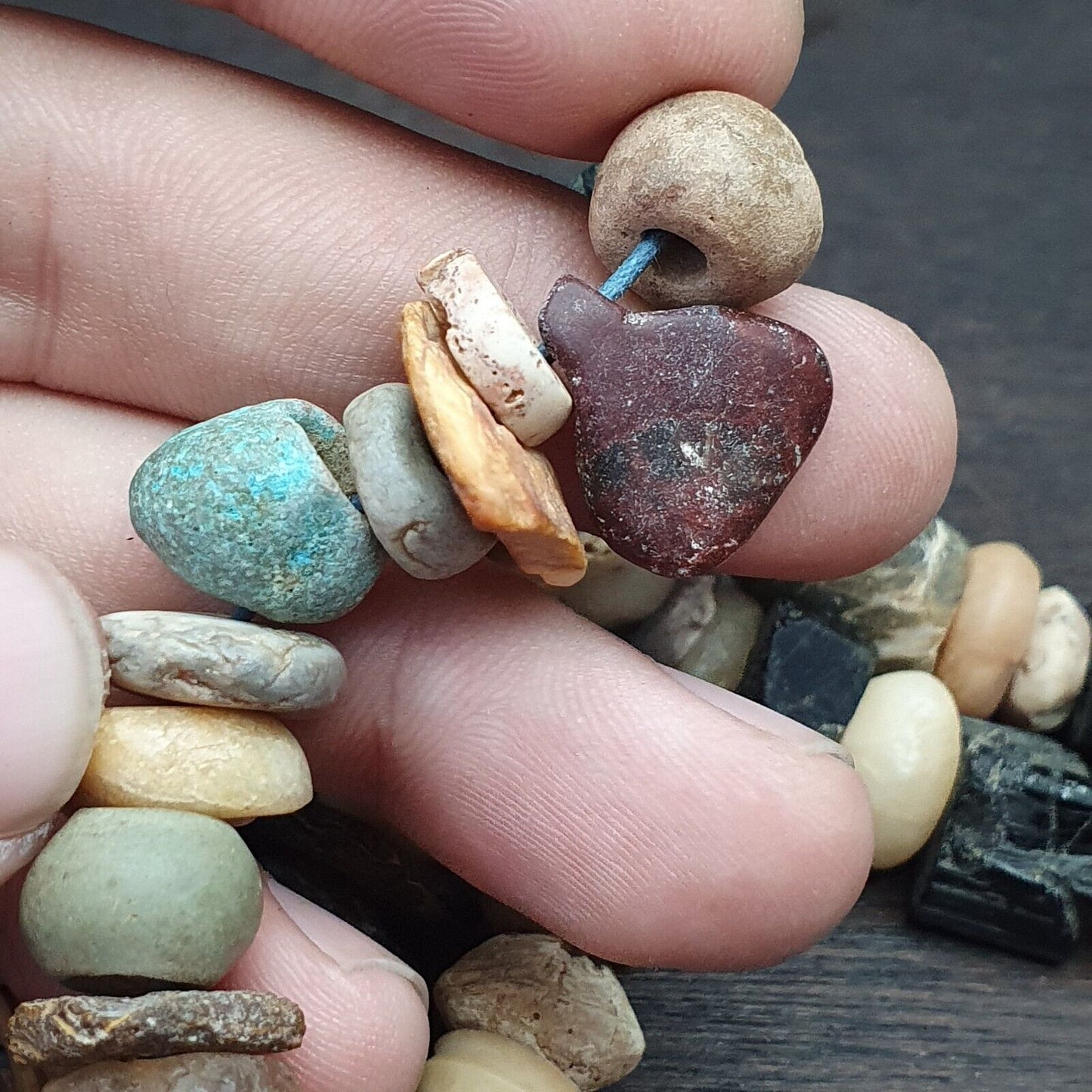Authentic Ancient Islamic Roman Venetian Era Beads Strand Necklace #KV-KV-21
