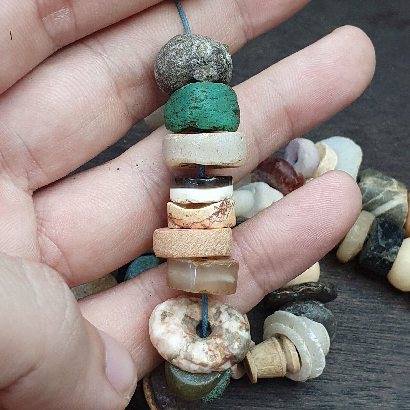 Authentic Ancient Islamic Roman Venetian Era Beads Strand Necklace #KV-KV-21