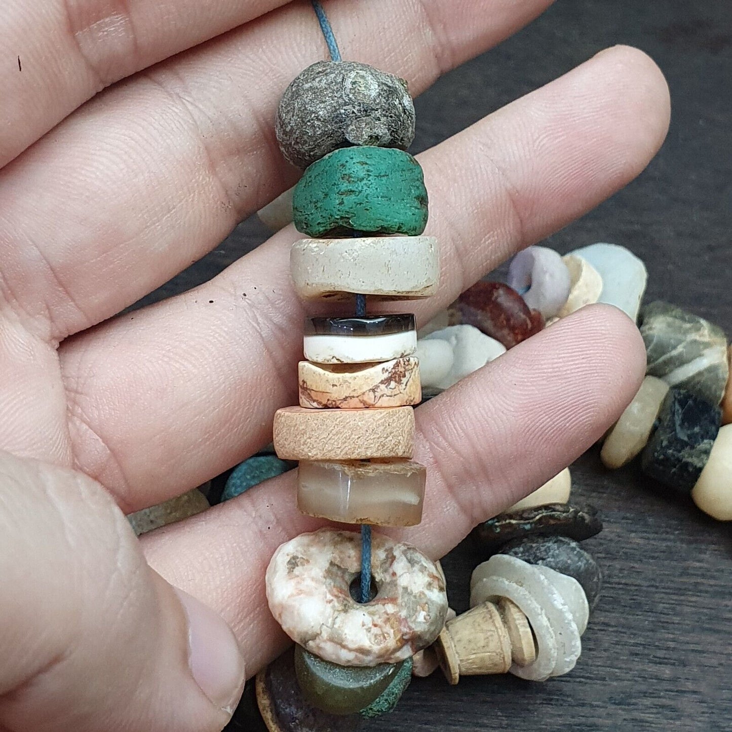Authentic Ancient Islamic Roman Venetian Era Beads Strand Necklace #KV-KV-21