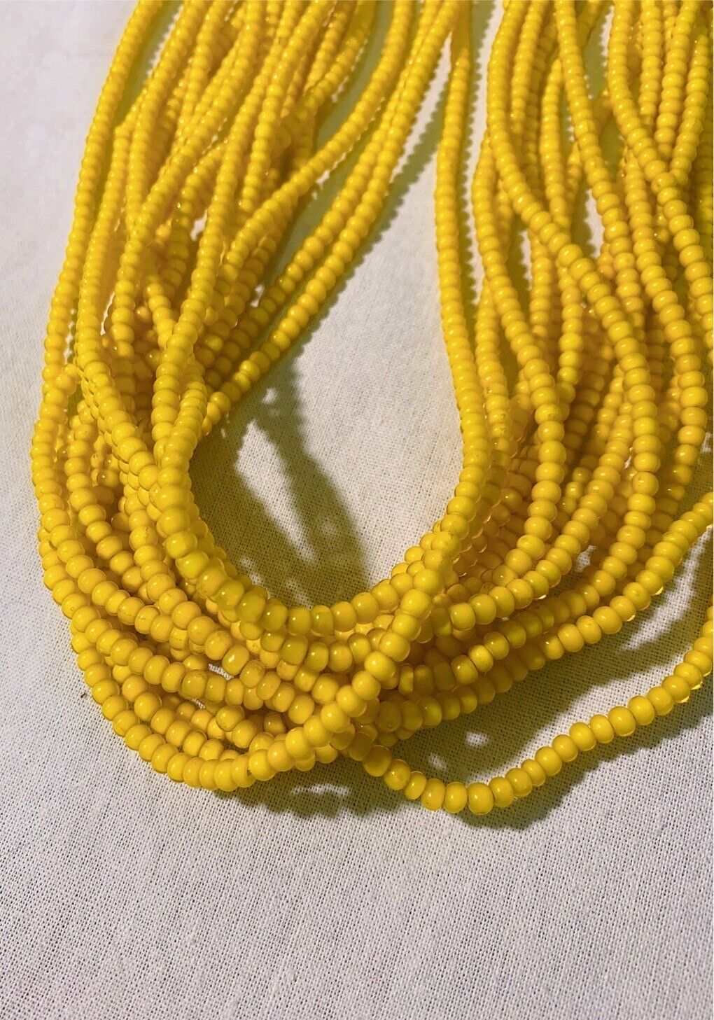 RED 4 mm Antique Venetian  White Heart Trade Beads long strand necklace