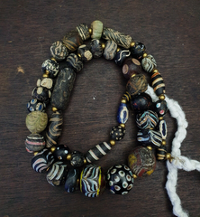 "41 Ancient Roman to Early Islamic Mosaic Gabri Glass Beads, circa 1st-7th century AD, a stunning collection of historical glass beads" "Mosaic Gabri glass beads, 41 exquisite pieces from the 1st-7th century AD, showcasing ancient Roman to Early Islamic craftsmanship"