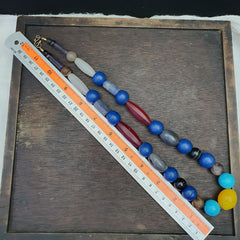 Antique old Himalayan and African Agate and Glass Beads Strand Necklace