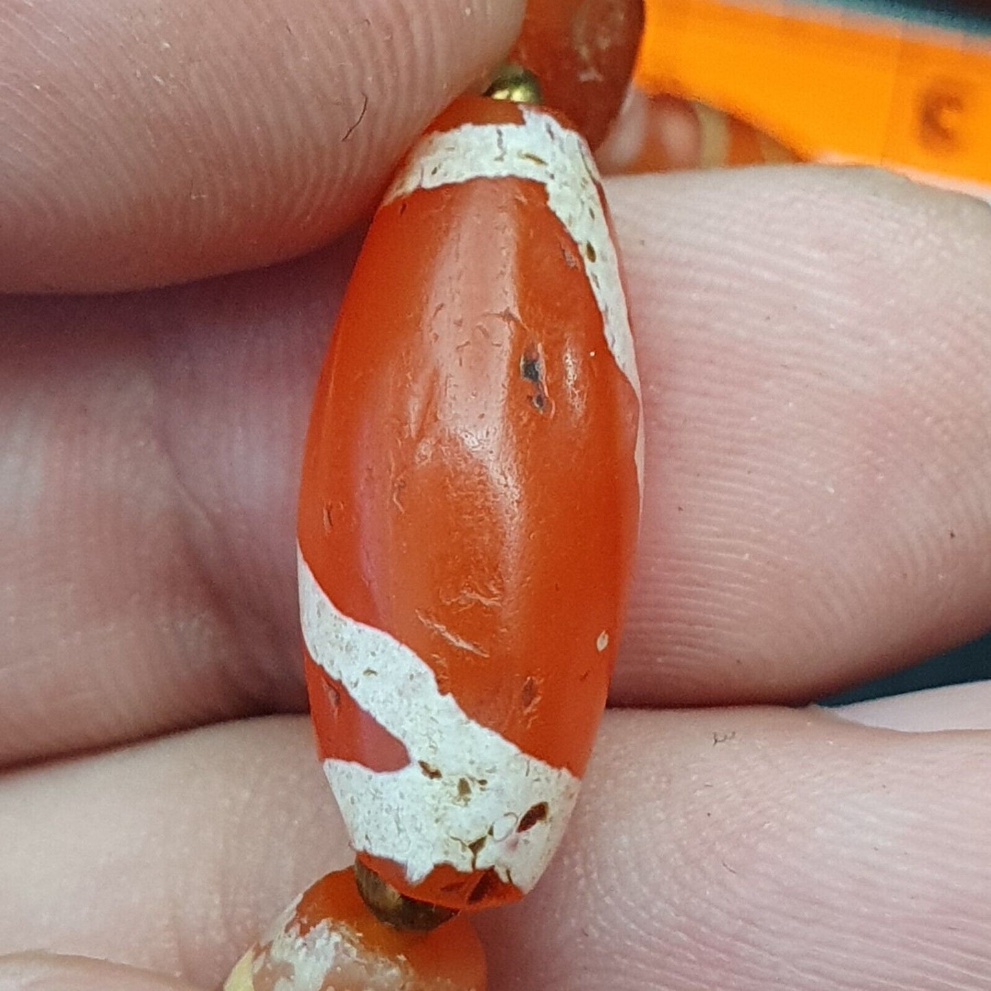 古董古代西藏喜馬拉雅蝕刻瑪瑙長壽天珠 MALA 項鍊